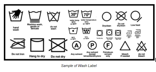 sample wash label