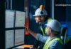 Team analyzing safety data on EHS software dashboard for workplace compliance and performance