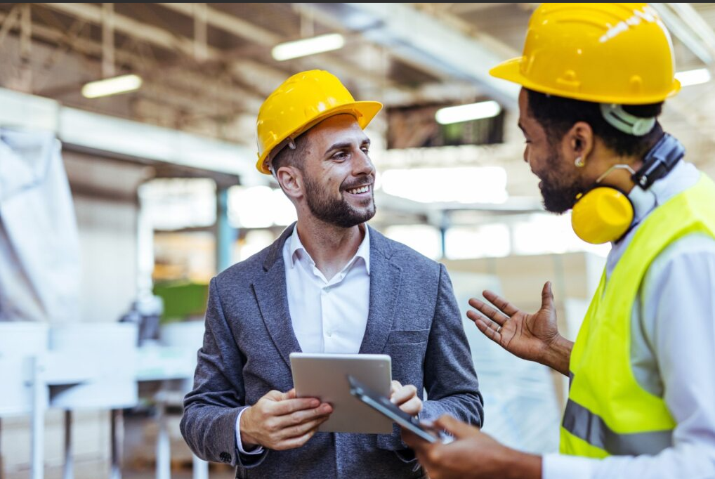 Workplace safety team using EHS software to review protocols